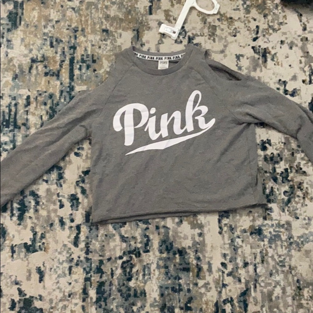 Pink cropped light weight sweatshirt